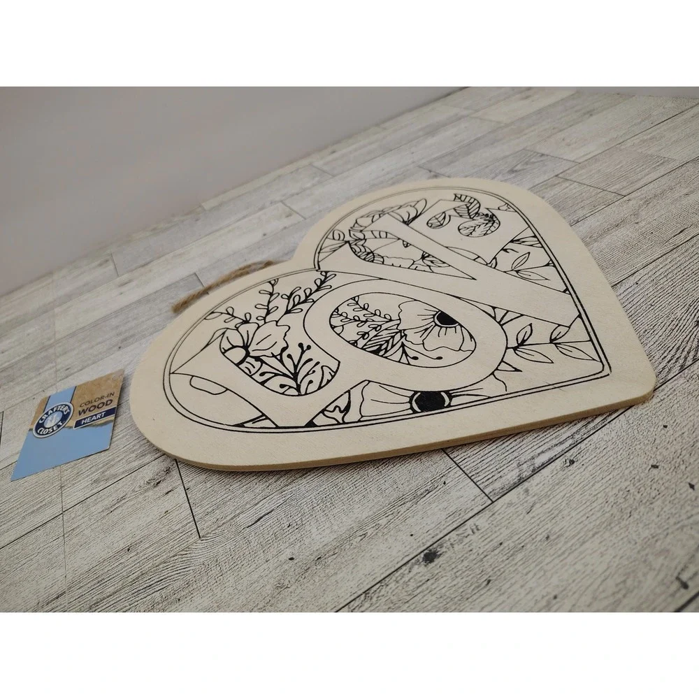 Unfinished Wood Heart LOVE Floral‎ Wall Decor Craft Plaque Crafters Closet NEW